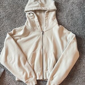 American Eagle Outfitters Beige Fleece-Lined Hoodie